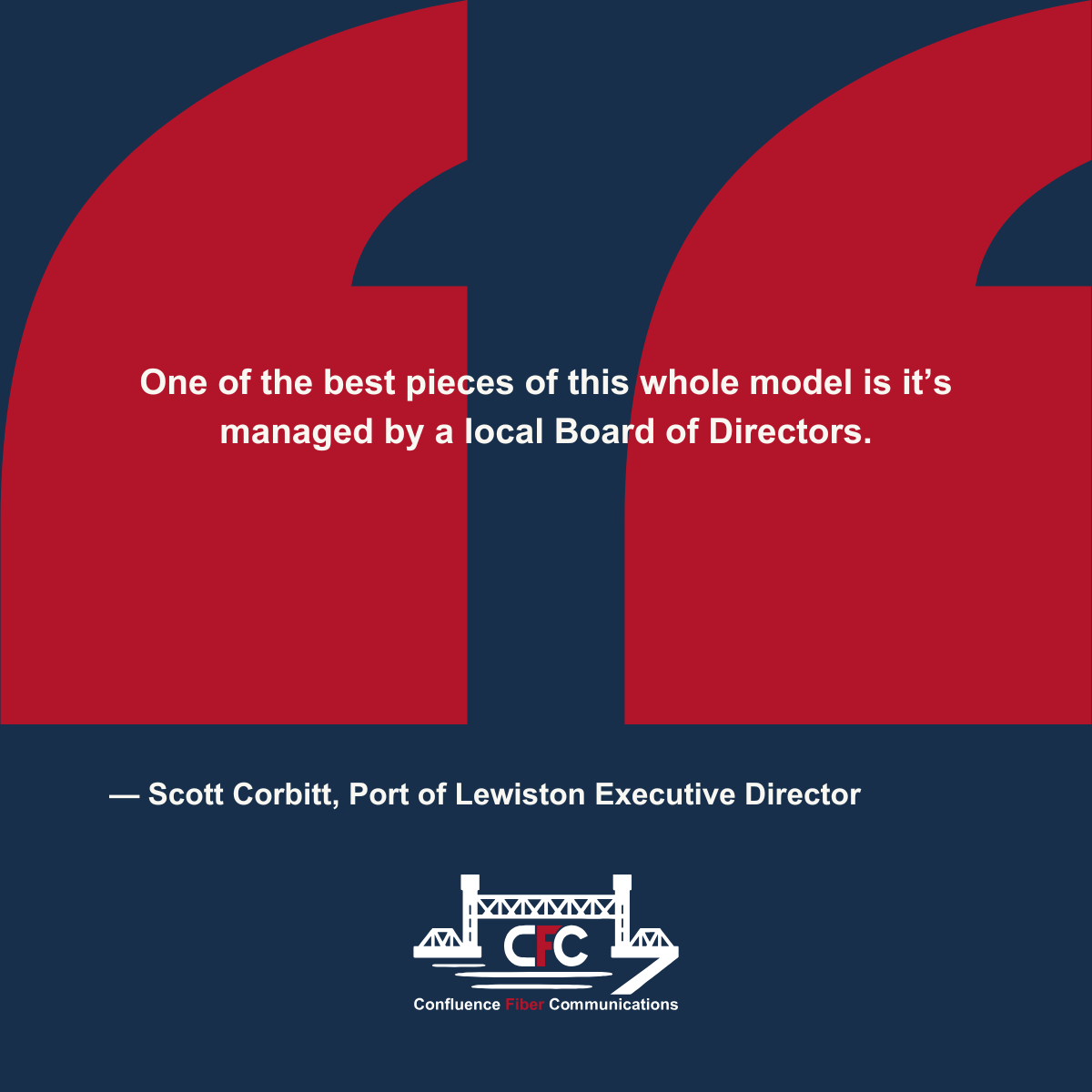Quote from Scott Corbitt on the model being managed by a local Board of Directors